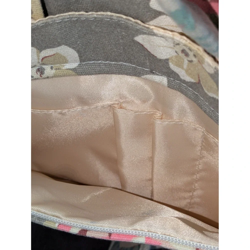 Canvaslife Floral Laptop Bag 16x12 Gray Pink Rose Canvas Shoulder Briefcase